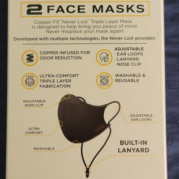 Copper Fit Never Lost Facemasks 2 Boxes 4 Masks Total - Picture 2 of 7